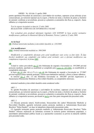 ORDIN Nr. 410 din 11 aprilie 2008 pentru aprobarea Procedurii de ...