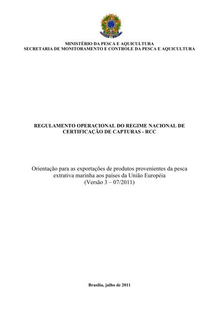 Regulamento Operacional do RCC - sinpesq - Ministério da Pesca e ...