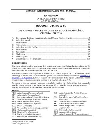 IATTC-82-05 - Atunes y peces picudos en el OPO 2010 - Comisión ...