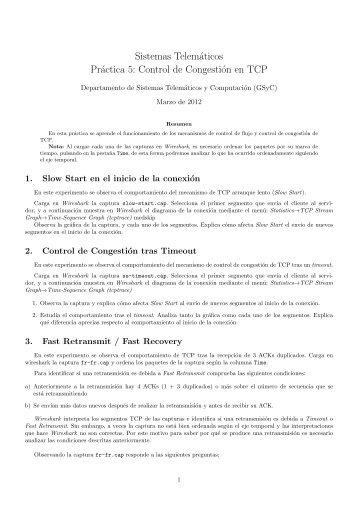 Sistemas Telemáticos Práctica 5: Control de Congestión en TCP