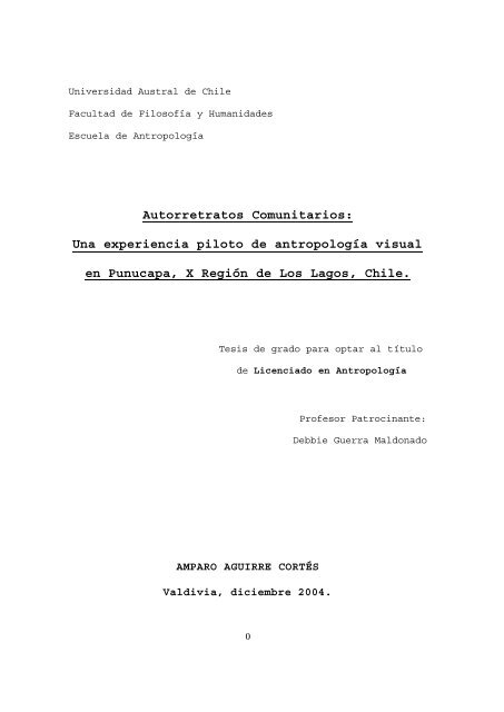 Autorretratos comunitarios - Tesis Electrónicas UACh - Universidad ...