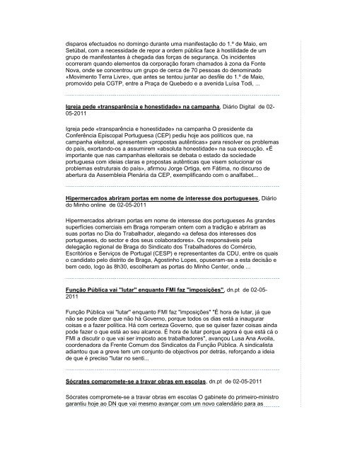 Noticias de Imprensa de 3 de Maio de 2011 - Fesete