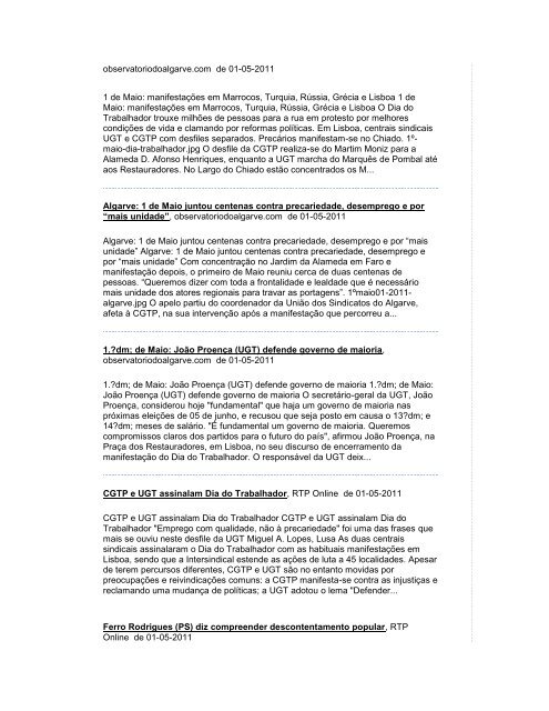 Noticias de Imprensa de 3 de Maio de 2011 - Fesete