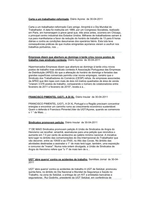 Noticias de Imprensa de 3 de Maio de 2011 - Fesete