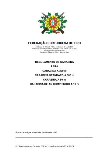 Regulamento de Carabina ISSF - Federação Portuguesa de Tiro