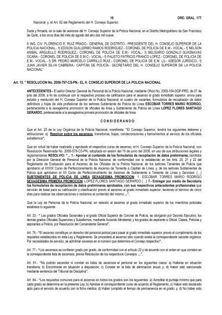 ORDEN GENERAL No. 177 DEL COMANDO GENERAL DE LA ...