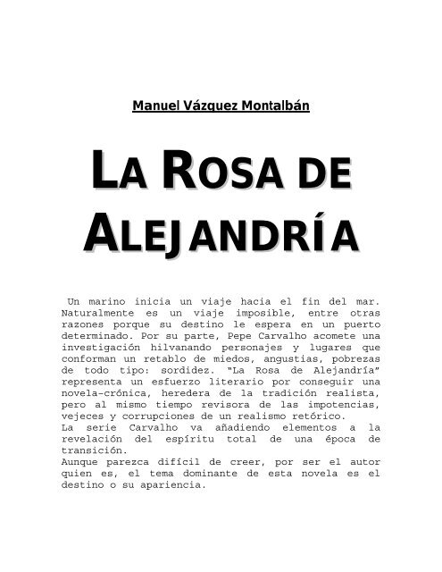 Vazquez Montalban, Manuel – La Rosa De Alejandria