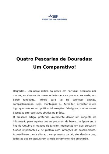 Quatro Pescarias de Douradas: Um Comparativo! - Porto de Abrigo