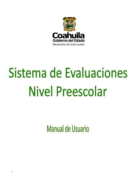 Sistema de Evaluaciones Nivel Preescolar Manual 1 - Sedu