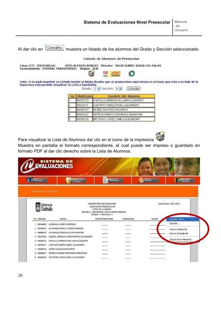 Sistema de Evaluaciones Nivel Preescolar Manual 1 - Sedu