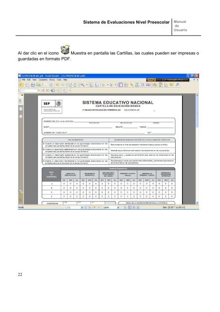 Sistema de Evaluaciones Nivel Preescolar Manual 1 - Sedu