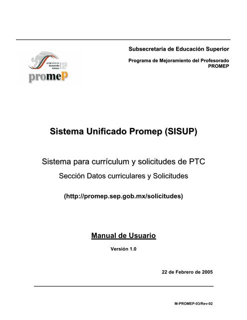 Sistema Unificado Promep (SISUP)