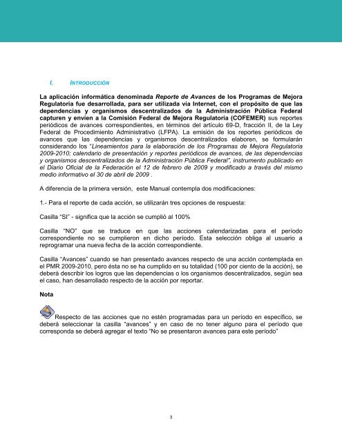 Manual de usuario para la captura de los Reportes ... - Cofemer