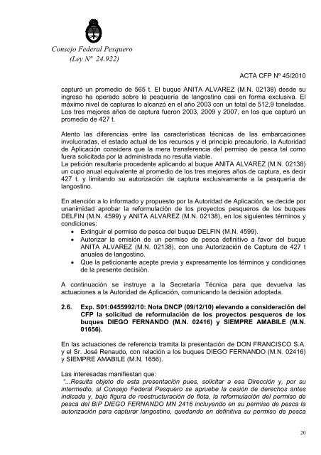 Consejo Federal Pesquero (Ley Nº 24.922) - Revista Puerto