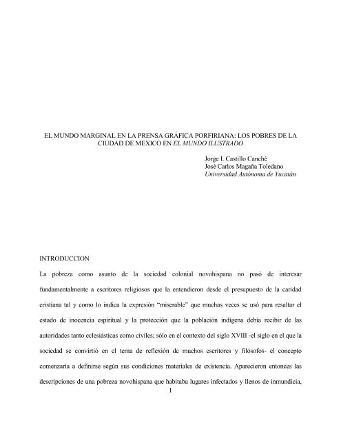 El mundo marginal en la prensa gráfica Porfiriana: los pobres de la ...