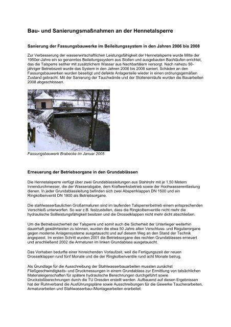 Bau- und Sanierungsmaßnahmen an der ... - Ruhrverband