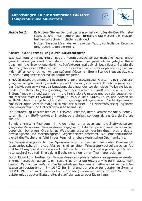 Anpassungen an die abiotischen Faktoren ... - Ruhrverband