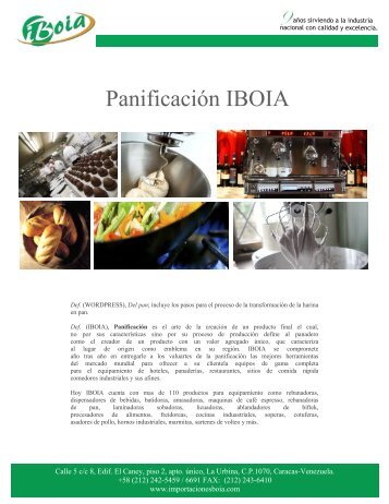 Panificación IBOIA - Importaciones Boia, CA