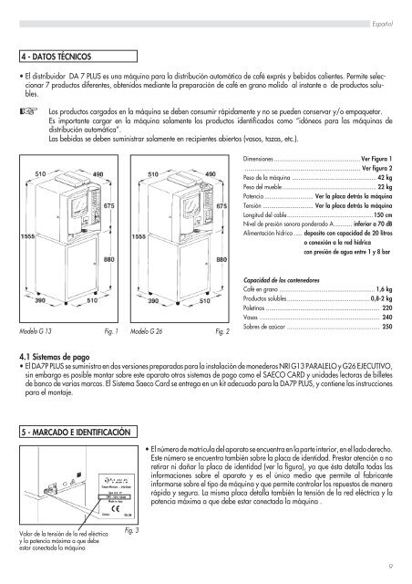 uso e manutenção uso e manutenção saeco da 7p ... - Electrovending