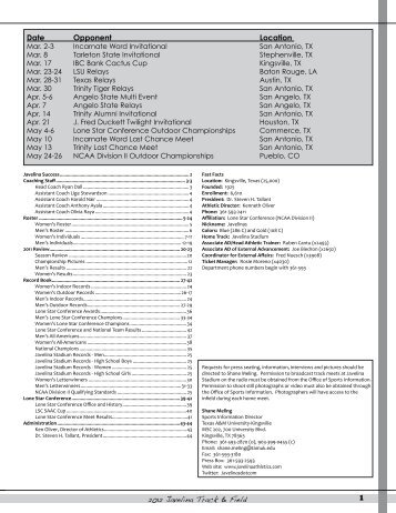 2012 Track Medie Guide (pdf file) - Texas A&M Kingsville