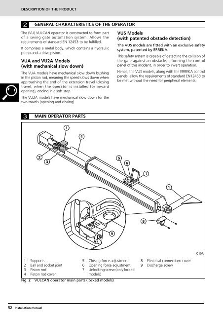 accionador hidráulico para puertas batientes manual ... - portogama