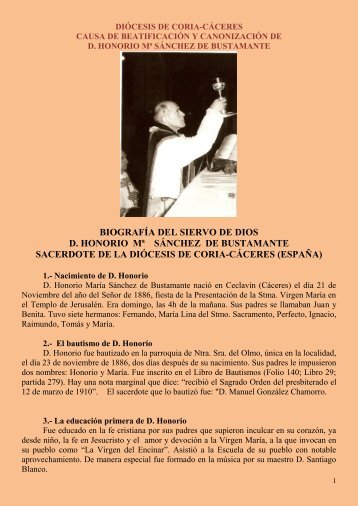 Causa de beatificación y canonización - Diócesis Coria-Cáceres