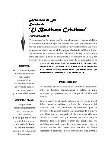 Doctrina de Doctrina de ““““El Bautismo El Bautismo