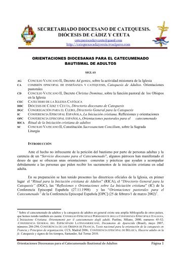 orientaciones diocesanas para el catecumenado bautismal de adultos