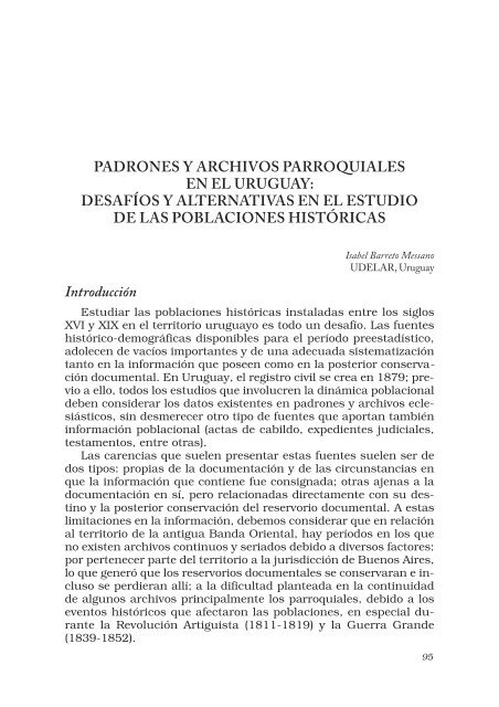 PADRONES Y ARCHIVOS PARROQUIALES EN EL URUGUAY ...