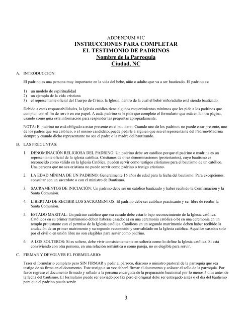 INSTRUCCIONES PARA COMPLETAR EL TESTIMONIO DE ...