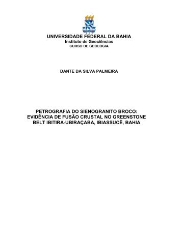 evidência de fusão crustal no greenstone belt ibitira-ubiraçaba ...