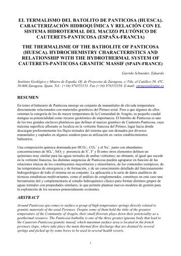 el termalismo del batolito de panticosa - Hidrogeología y aguas ...