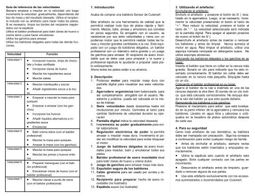 Manual de instrucciones para batidora de mano Cuisinart Modelo ...