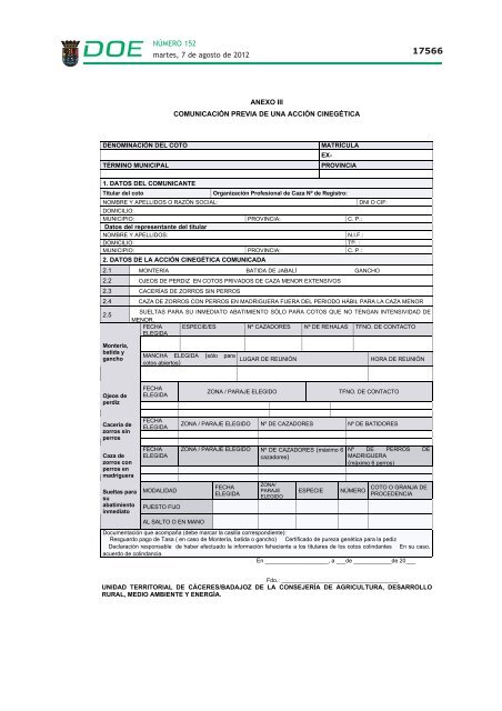 Orden de Vedas de Extremadura