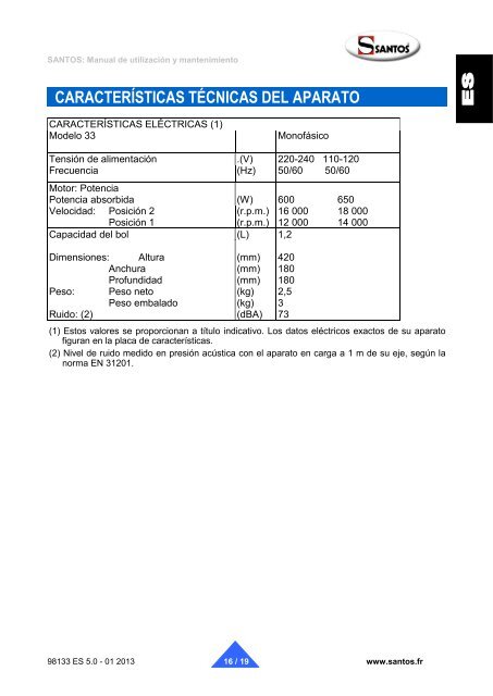 MANUAL DE UTILIZACIÓN Y DE MANTENIMIENTO BATIDORA ...