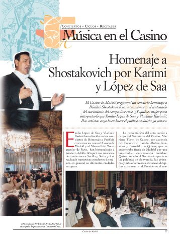 Homenaje a Shostakovich por Karimi y López ... - Casino de Madrid