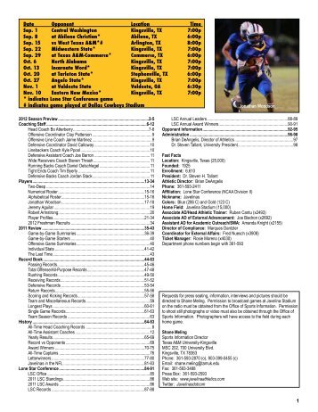 2012 Javelina Football Media Guide (PDF) - Texas A&M Kingsville