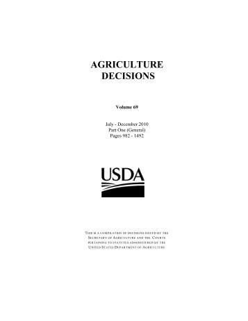 agriculture decisions - USDA | Departmental Management - US ...