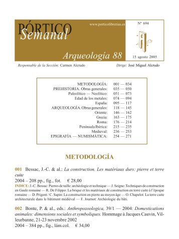 Portico Semanal 694 - Arqueologia 88 - Pórtico librerías