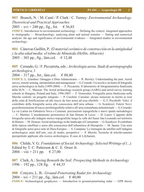 Portico Semanal 694 - Arqueologia 88 - Pórtico librerías