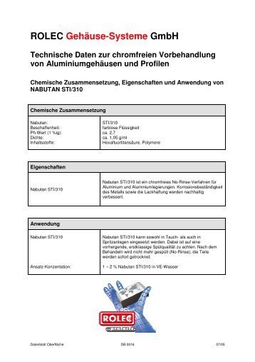 Chromfreie Vorbehandlung - ROLEC Gehäuse-Systeme GmbH