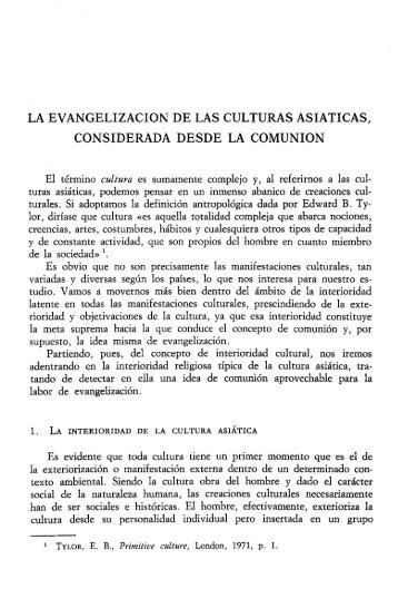 LA EVANGELIZACION DE LAS CULTURAS ASIATICAS ...