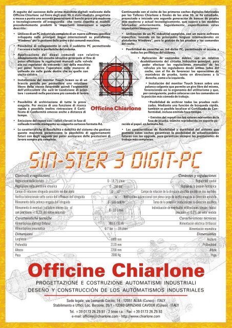 Banco de prueba digitalizado universal ... - Chiarlone Officine