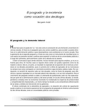 dos decálogos Benjamín Arditi - Coordinación de Estudios de ...