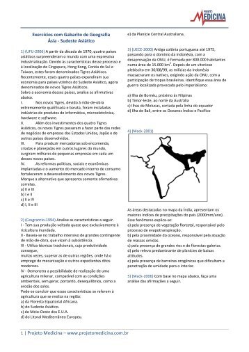 Sudeste Asiático - Projeto Medicina