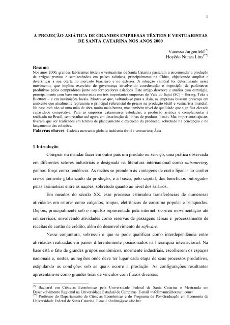 A PROJEÇÃO ASIÁTICA DE GRANDES EMPRESAS TÊXTEIS E ...