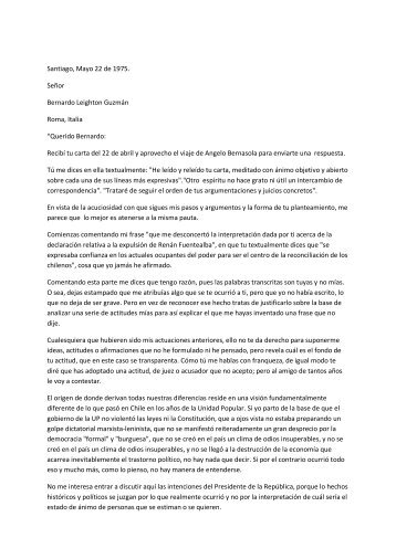 Carta a Bernardo Leighton - Salvador Allende