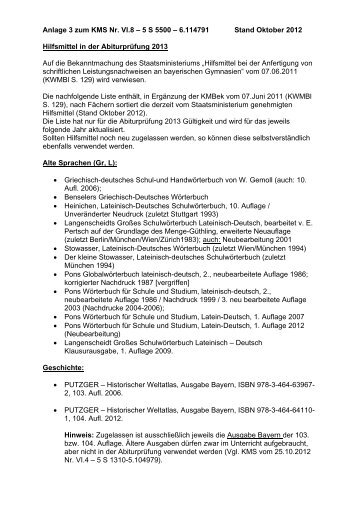 Hilfsmittel in der Abiturprüfung 2013 - Gymnasium Raubling