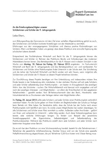 Informationsschreiben für die Eltern - Ruperti-Gymnasium