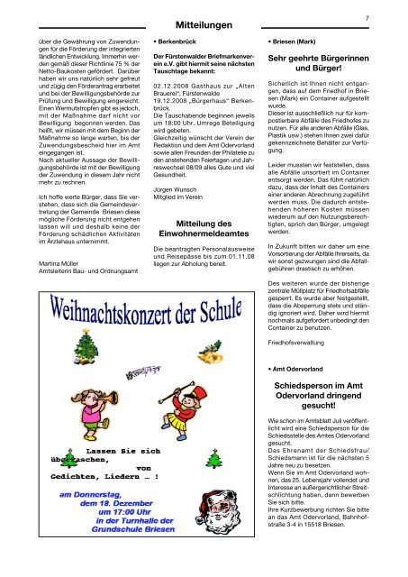 Weihnachten: Immer etwas Besonderes. - Amt Odervorland